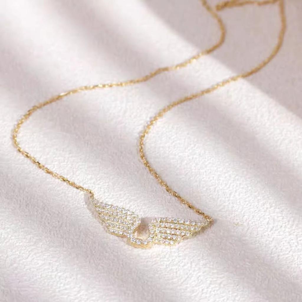 Angel Wing Rhinestone Inlaid Clavicle Necklace Fashion Charm Jewelry