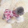 Dog Princess Dress with Floral Pattern Ruffle Sleeveless Puppy Summer Dress with Lace Bow Elastic Breathable Pet Clothes for Small Dogs Cats