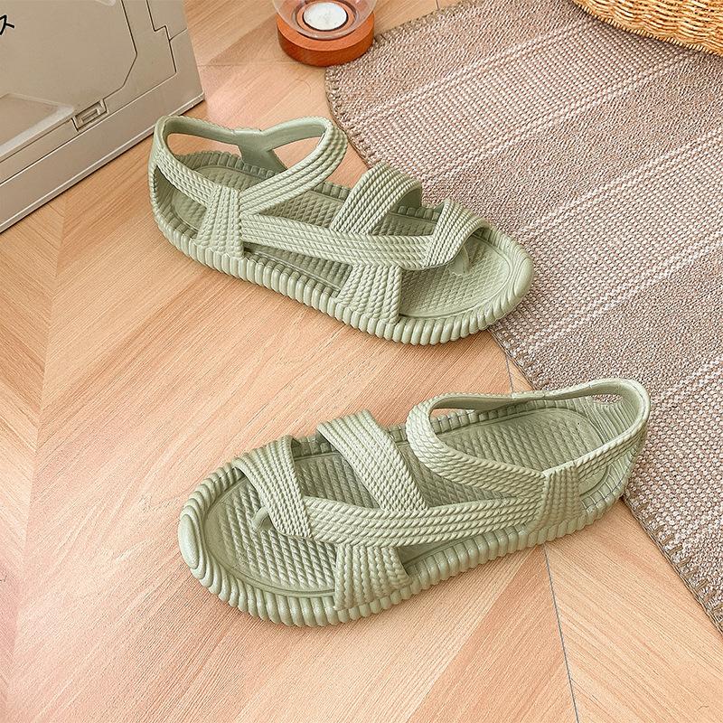 

Мужские пляжные сандалии Летние отпускные EVA Нескользящие соломенные сандалии Модные парные шлепанцы Мягкая уличная дышащая повседневная обувь 44-45 зелёный