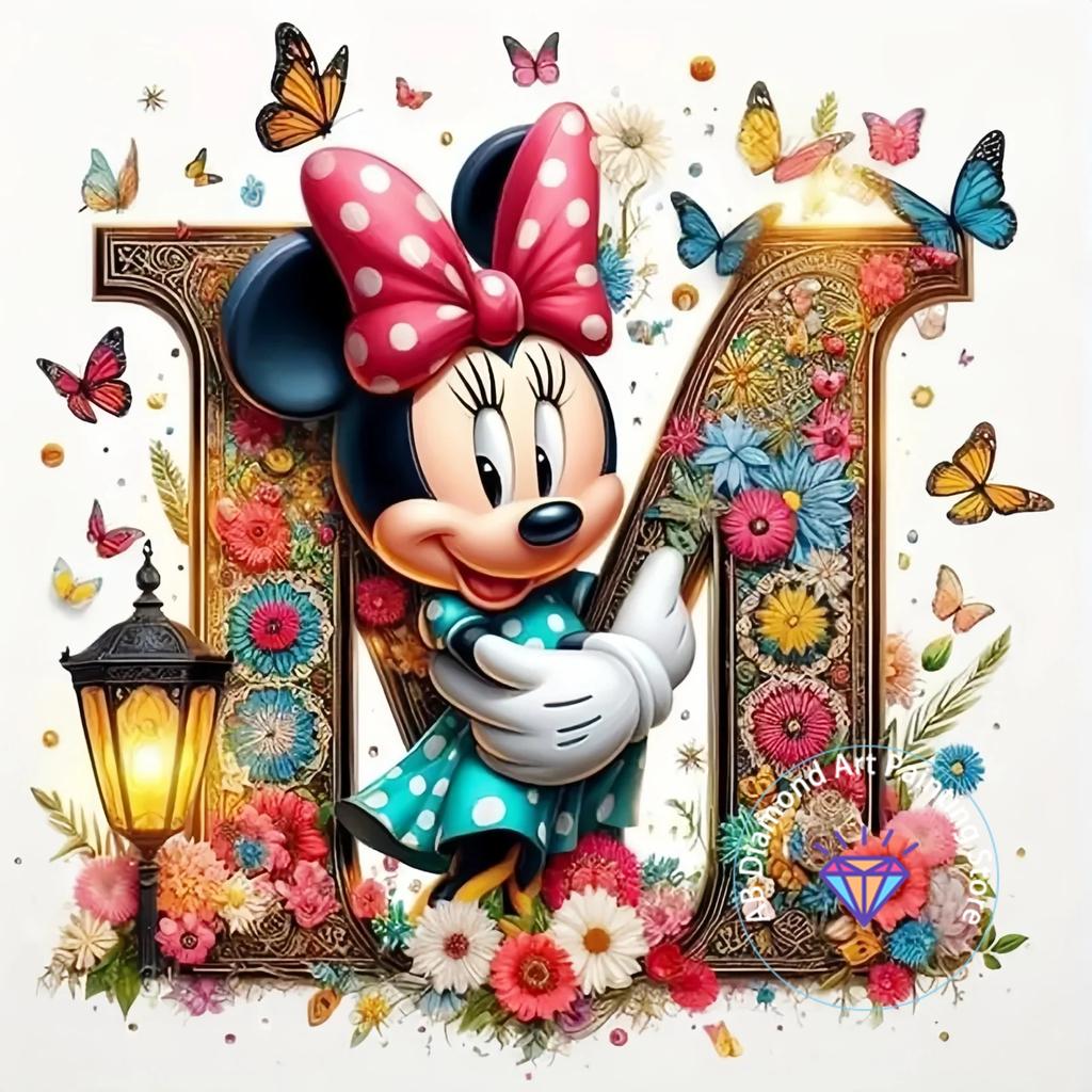 Mickey Mouse Minnie Letter Diamond Painting Kit 5D DIY Diamond Embroidery Cross Embroidery Handmade Art Gift Home Decoration