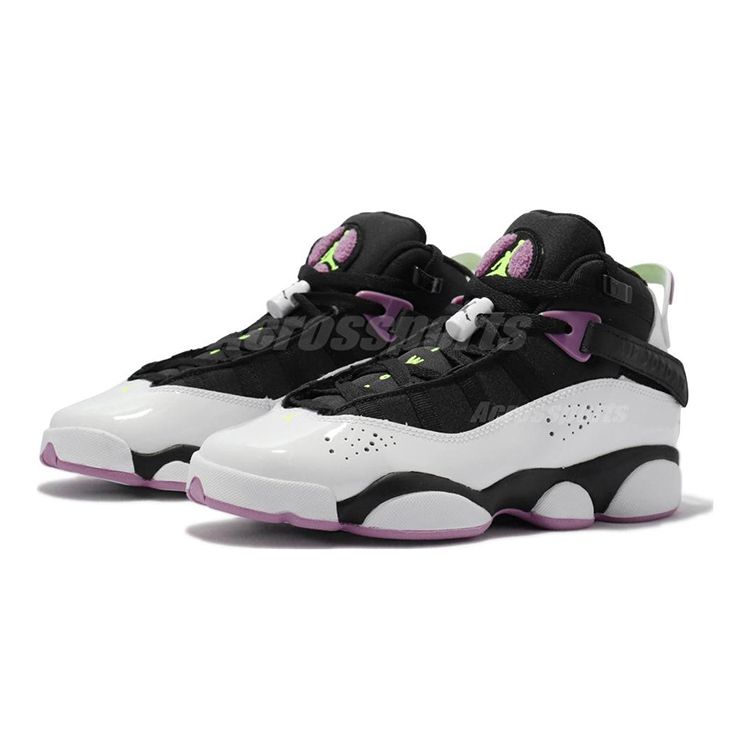 Air Jordan 6 Rings GS Wit Lichtpaars Kindersneakers Volt Zwart Shock 323419-150