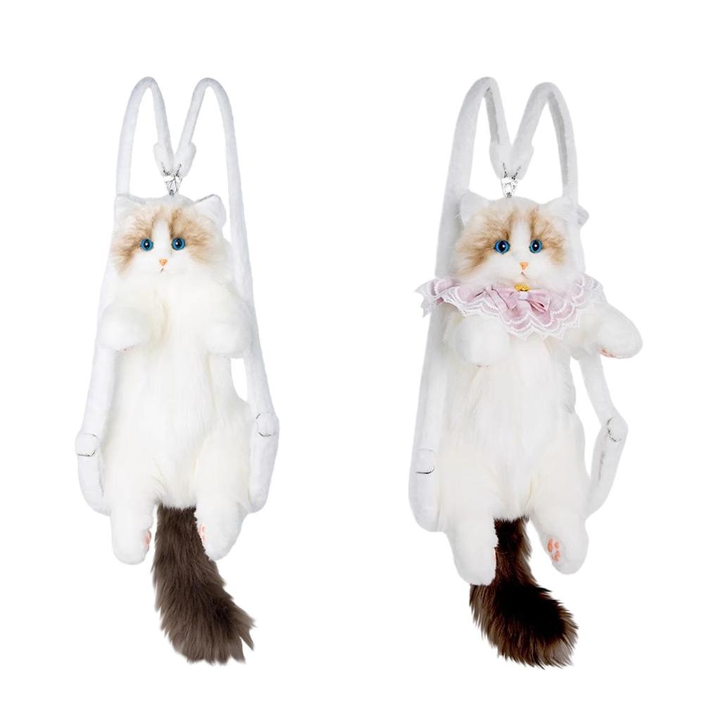 Cute Plush Cat Backpack Casual Large Capacity Purse Rucksack Lightweight Trendy