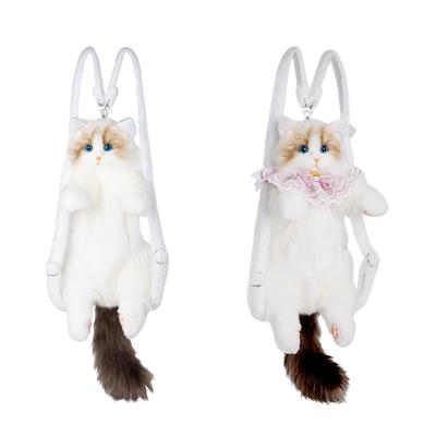 Mochila de Gato de Pelúcia Fofa Bolsa Casual de Grande Capacidade Mochila Leve Tendência