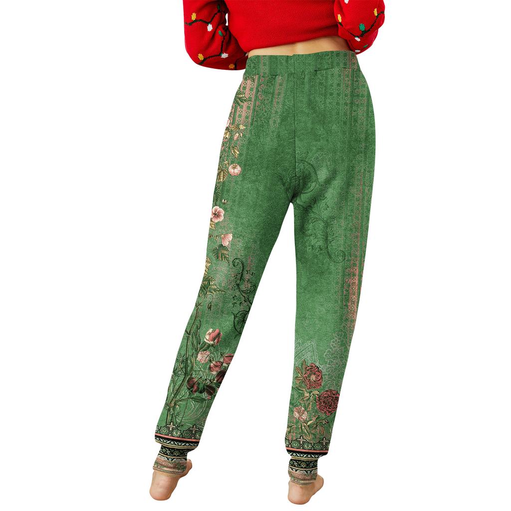 Women's Casual Fashion Home Christmas Print Plush Sweatpants