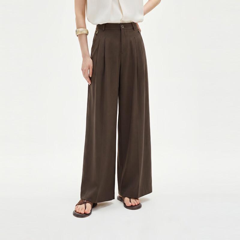 ELLE Women s Retro Tencel Linen Wide-Leg Pants XL кофейный