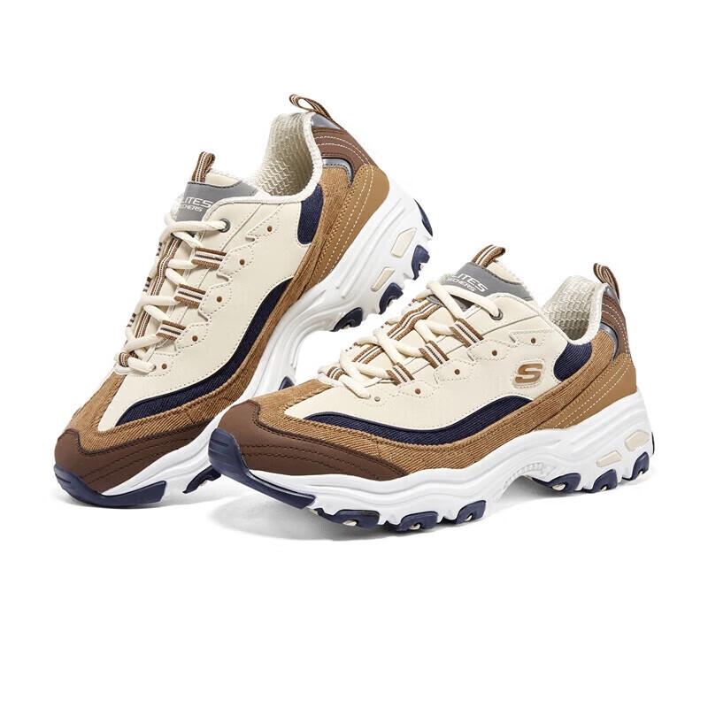 Skechers Milk Tea Bear 2.0 D'Lites Corduroy Patchwork Dad Shoes