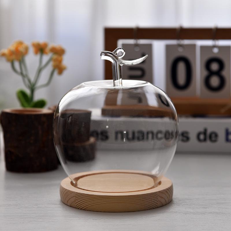 Christmas Eve Apple Preserved Flower Glass Dome Figurine with Clay Craft