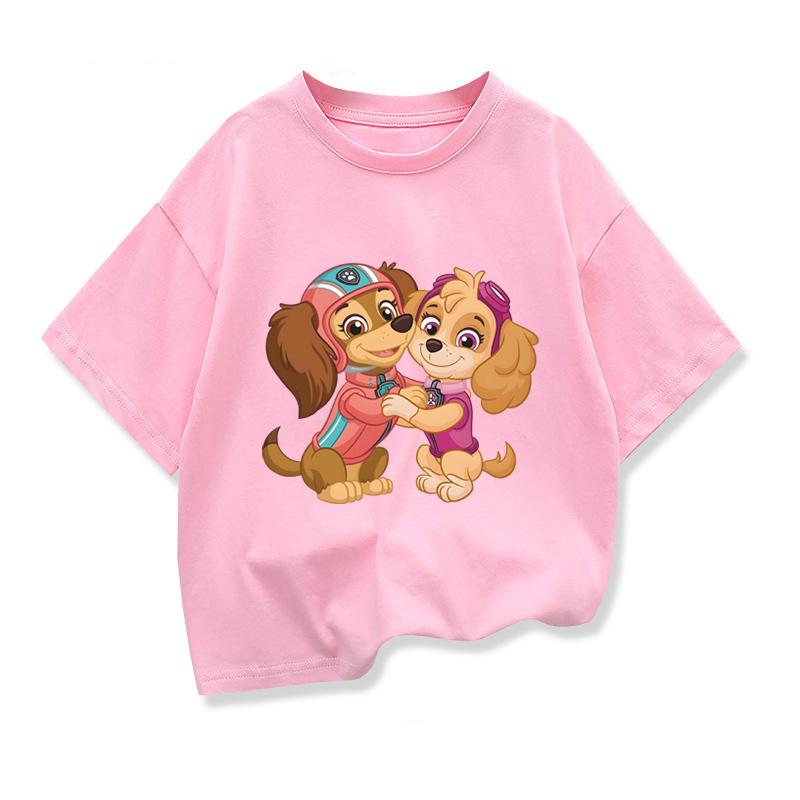

Дитячі футболки з коротким рукавом Paw Patrol Футболка для дівчаток Смішний одяг Літні базові топи Дитяча вільна футболка з круглим вирізом Мультяшна футболка 110