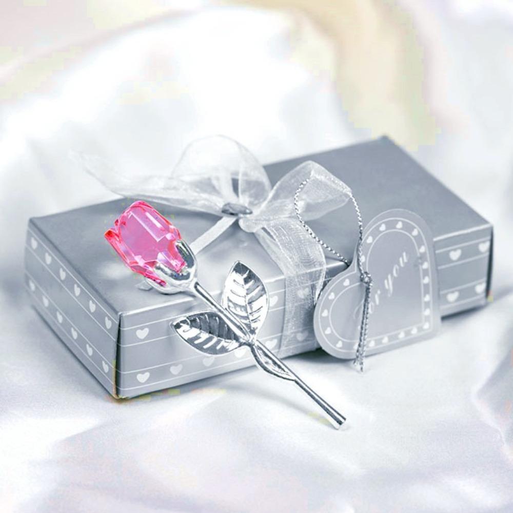 Glass Rose Mini Crystal Flower Artificial Flowers Room Ornament Office Desktop Decoration Wedding Party Valentine's Day Gift
