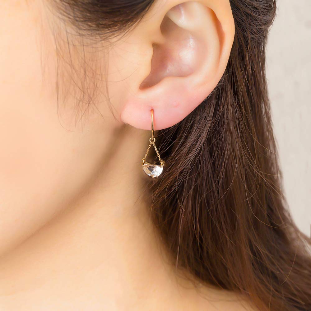 [Official] ESTELLE Women's K10 Yellow Gold Quartz Half Moon Earrings (0222-6404-0011-0000)