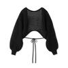 Fr **Short Knit Cardigan Strap Women's Top