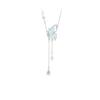 S925 Sterling Silber Schmetterling Fee Anhänger Halskette für Damen - Leuchtender Emaille Quasten Schlüsselbein Kette, Perfekt für ein Romantisches Geschenk.