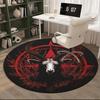 Devil's Horns And Symbols round carpet Chair cushion Round Entryway Rug, Soft Round Rugs for Living Room, Bedroom, Circle Carpet decor gifts