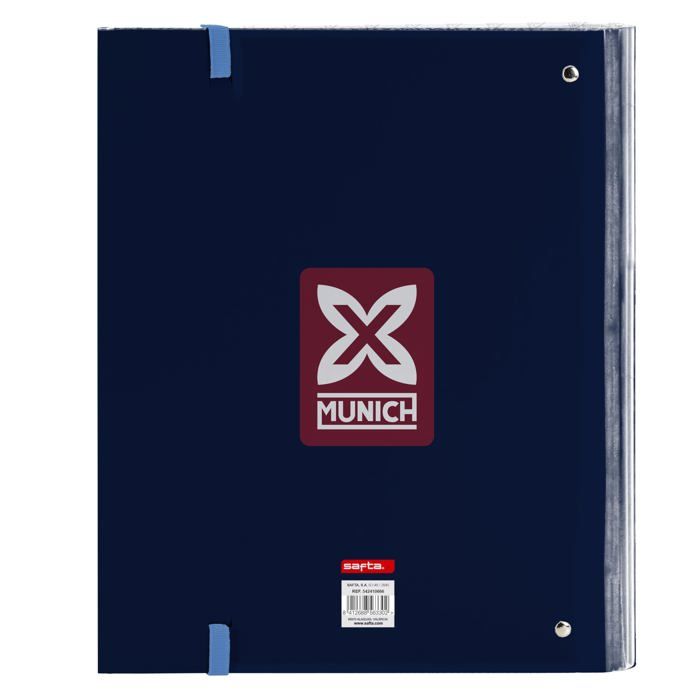 Classeur 4 anneaux - safta - 35 mm - 100 feuilles A4 - 27x3,5x32 cm - Bleu - Quadrillage 5x5 mm - Fermeture élastique