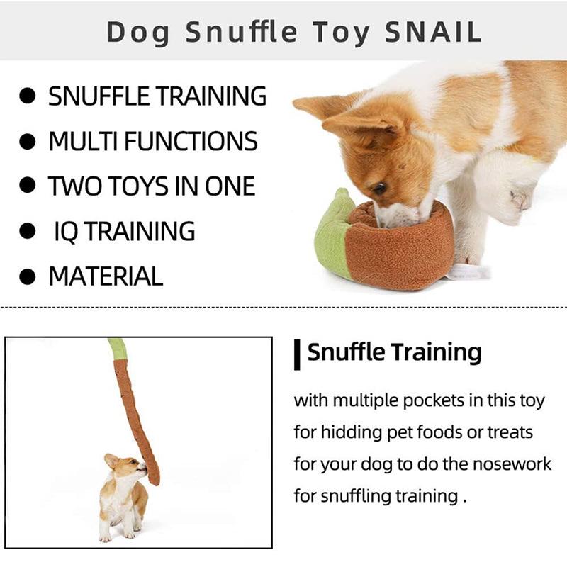 Salyangoz Peluş Köpek Oyuncağı - Mama Saklamalı, Koklama, Diş Çıkarma, Bulmaca, Sesli Etkileşimli Evcil Hayvan Aktivitesi