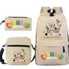 Cartoon Teacup Head Cuphead Student Backpack Oblique Span Bag Pencil Bag Primary And Secondary School Students Children'S Schoolbag Three-Piece Set