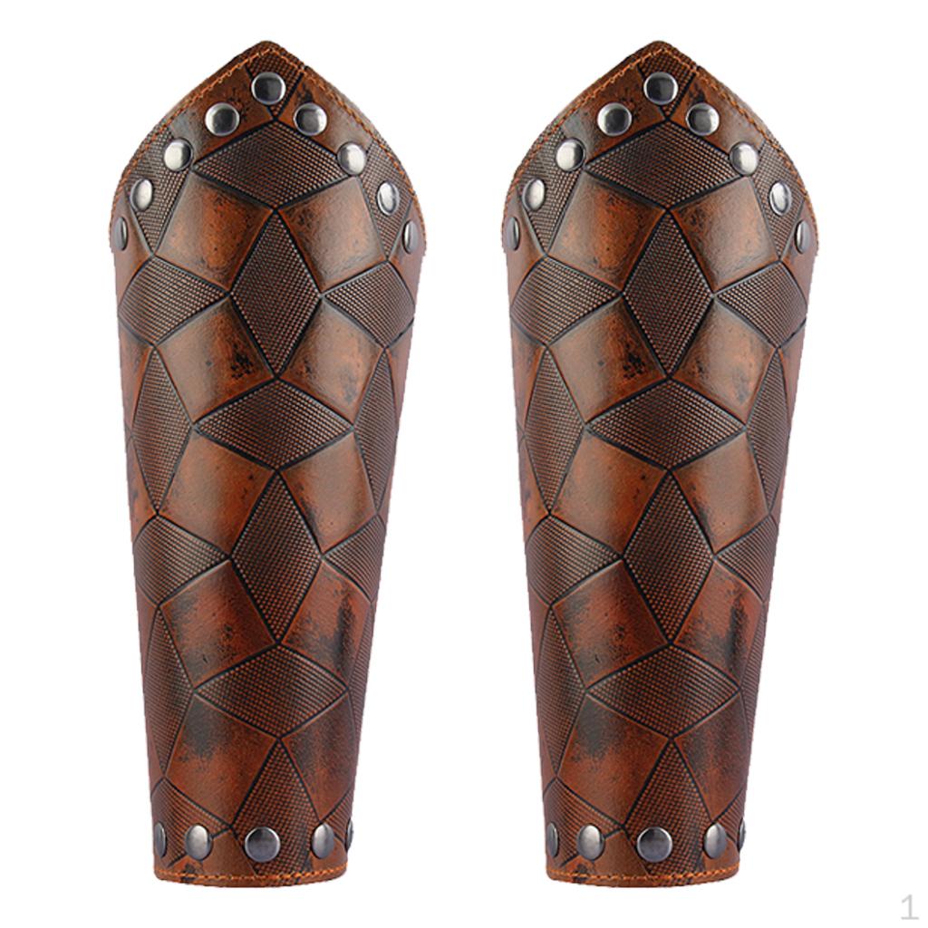 

2 шт. Средневековые унисекс мужские наручи кожаные перчатки напульсник коричневый