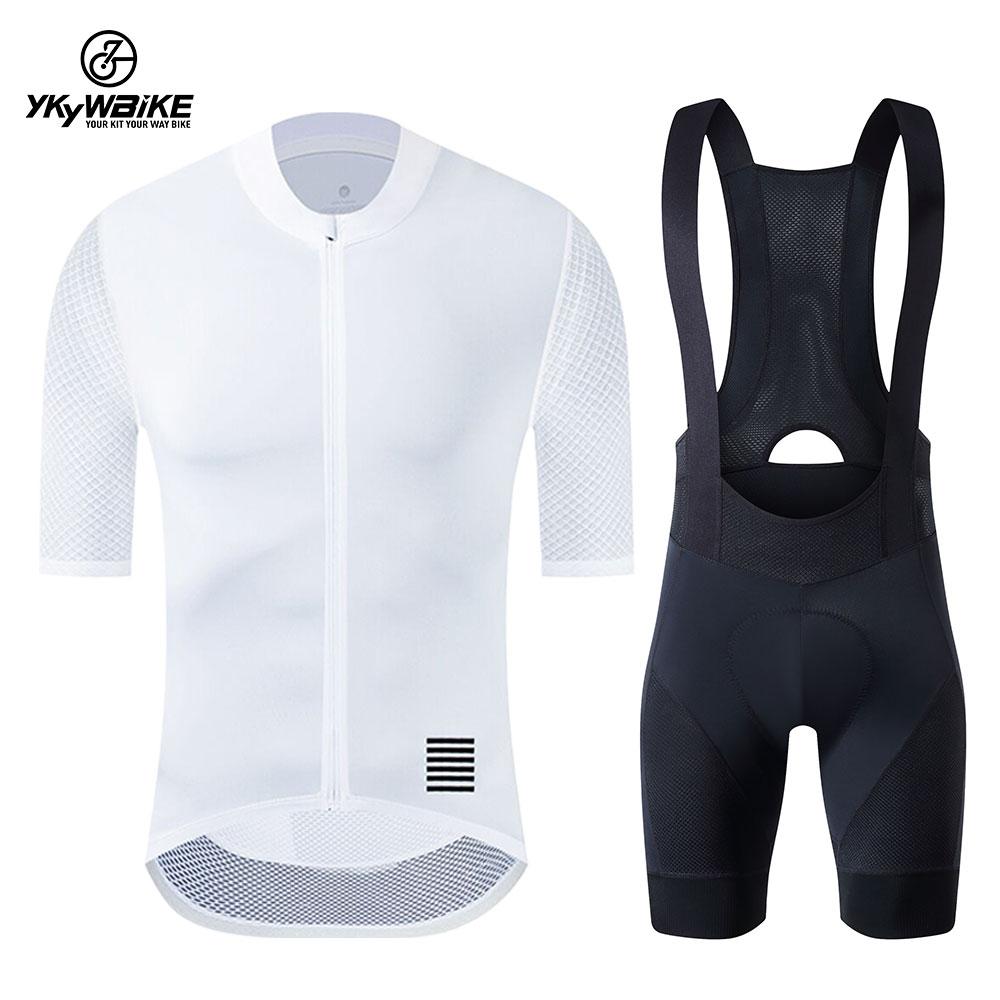 YKYWBIKE Cycling Jersey Set Classic MTB Cycling Bib Shorts Kit Reflective Custom Bike Clothes Bicycle Clothing Maillot