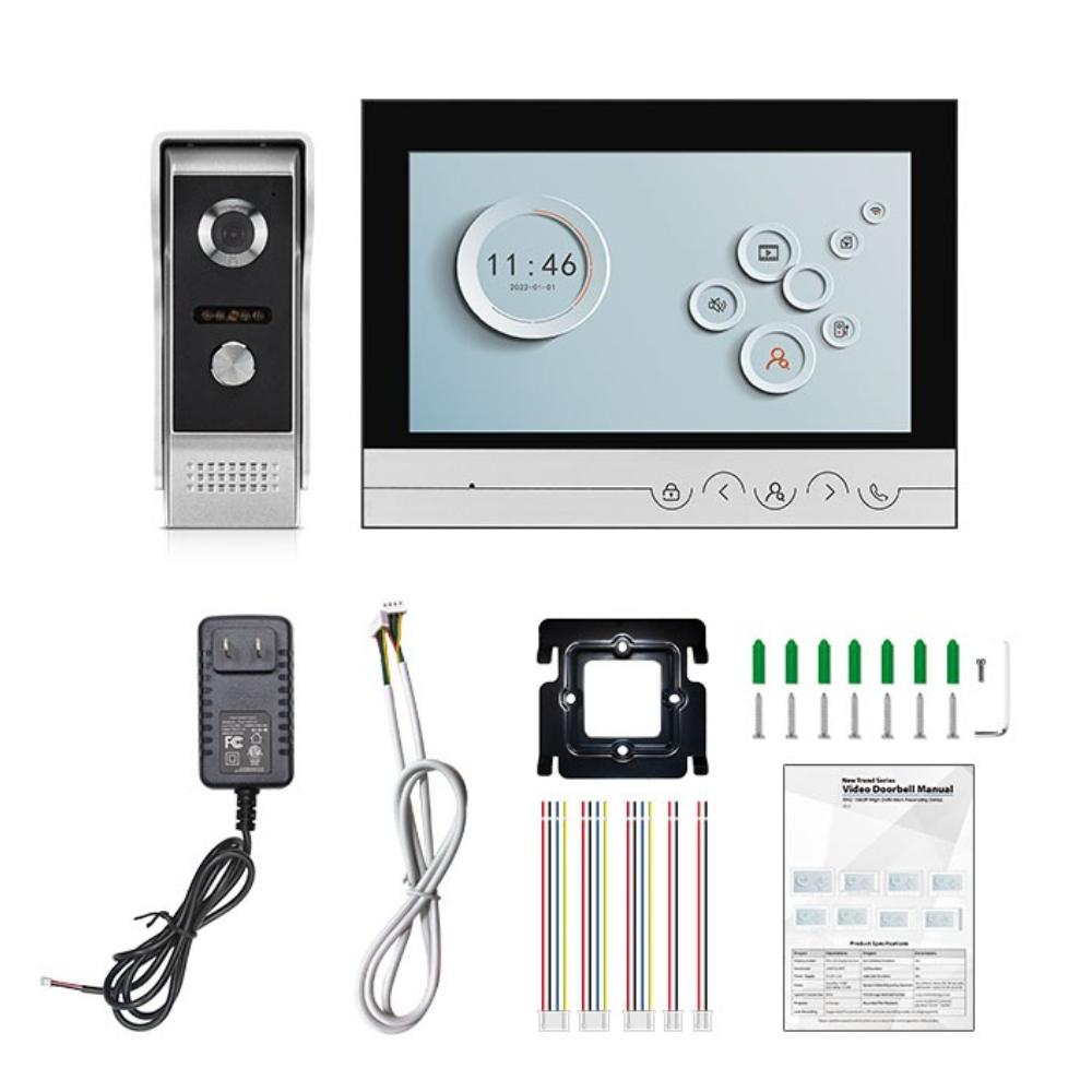 Smart Video Intercom WiFi 9 Inch Monitor with Doorbell Camera Wired Video Door Phone Intercom System for Villa Apartment