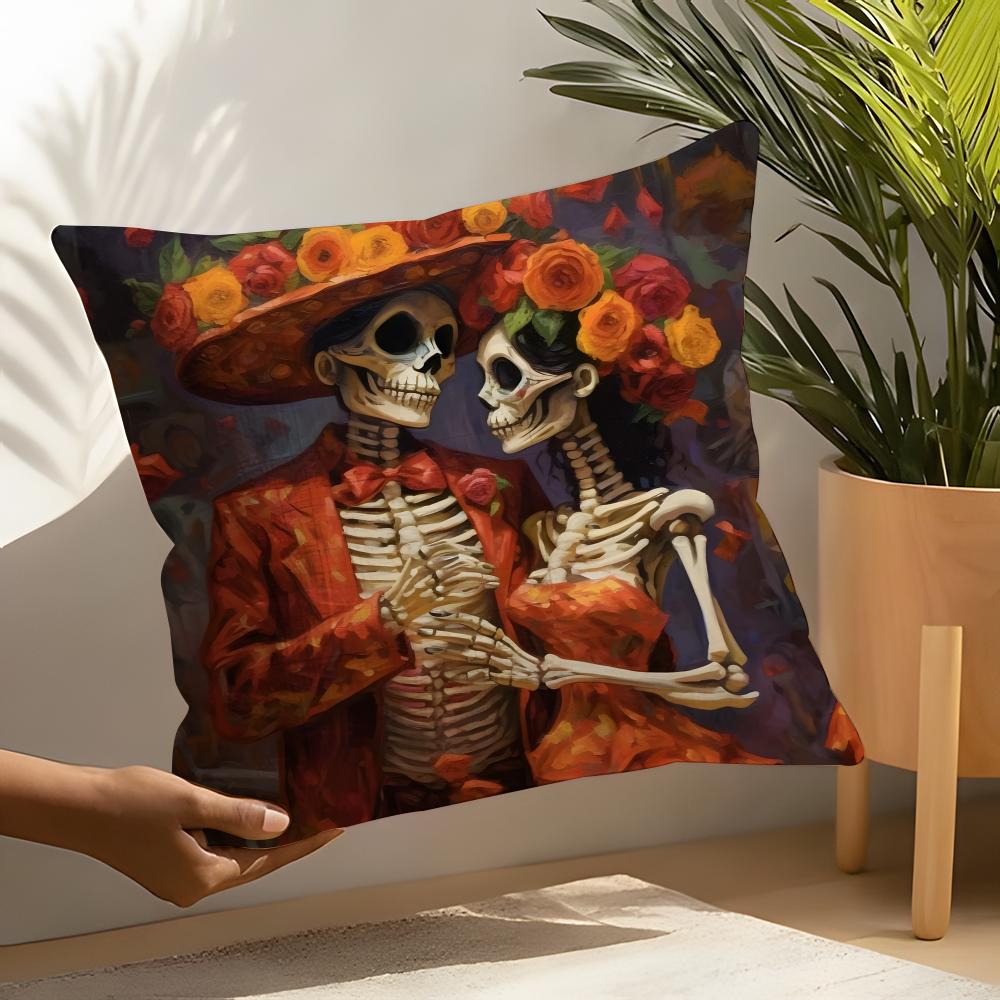 Festival Day of the Dead Art Pillow Case Linen Cushion Covers For Decorative Sofa Home Pillows Case Car Chair Pillows Cases