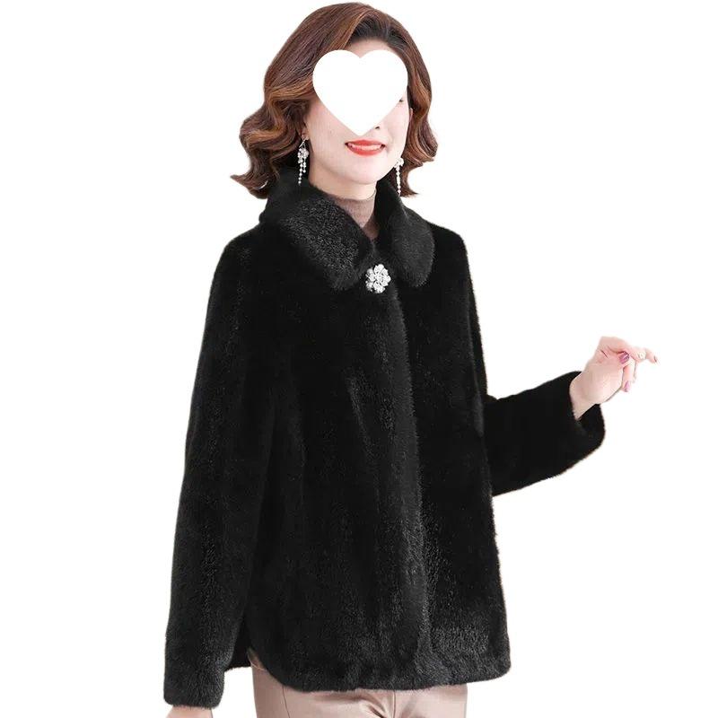 Middle-Aged & Elderly Women's Fur-Lined Mink Velvet Short Coat for Autumn/Winter