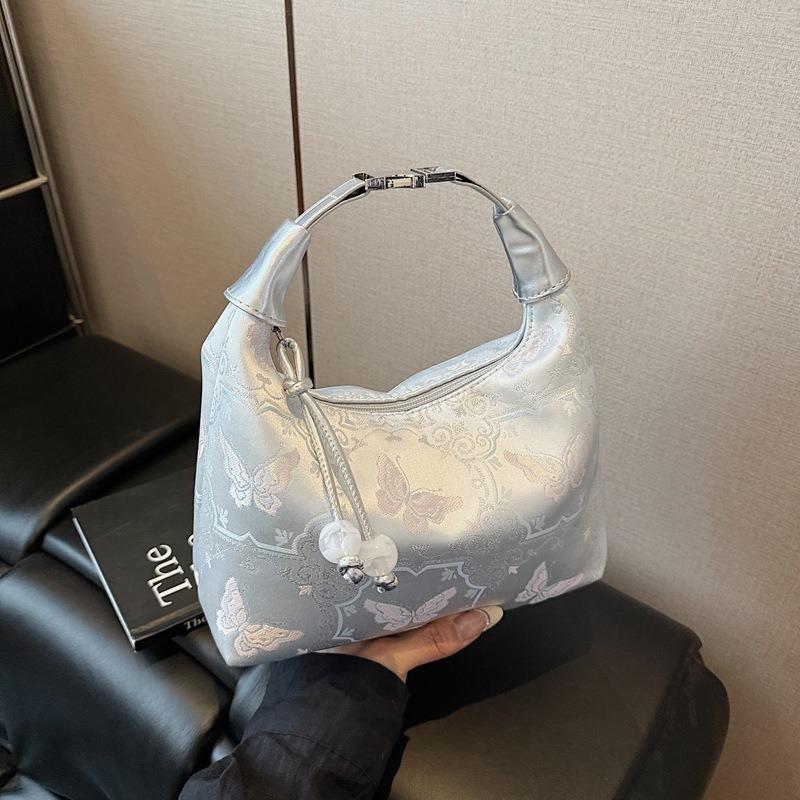 Embroidered Canvas Bag Women's Summer New Fashion Niche Shoulder Messenger Bag Portable Dumpling Bag