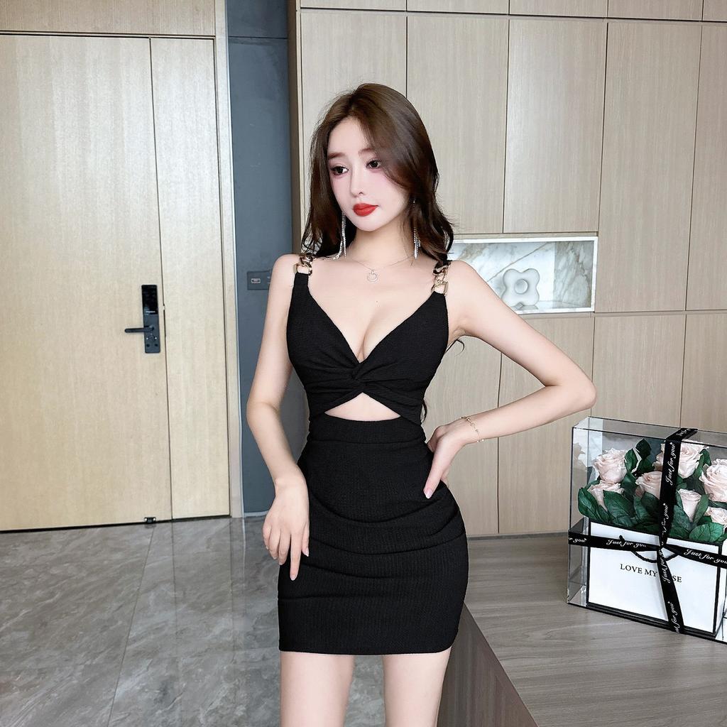 Temperament V-neck low-cut sexy jacquard elastic hollow tight body hip-wrapped waist bottom short dress women