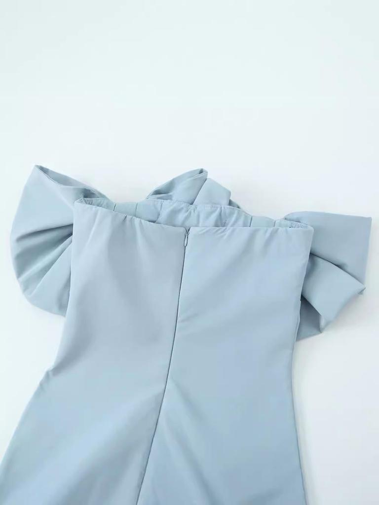 Europejska i Amerykańska Damska Urocza Mini Sukienka Bodycon z Odkrytymi Ramionami i Kokardą