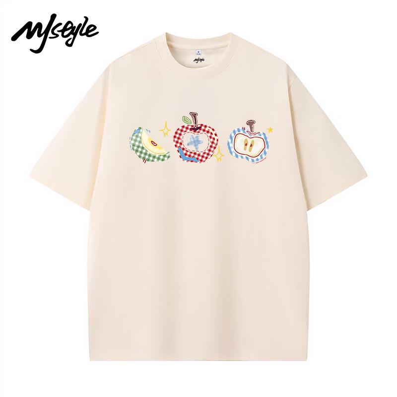 MJ STYLE Women s Loose Apple Print Short Sleeve T-shirt M