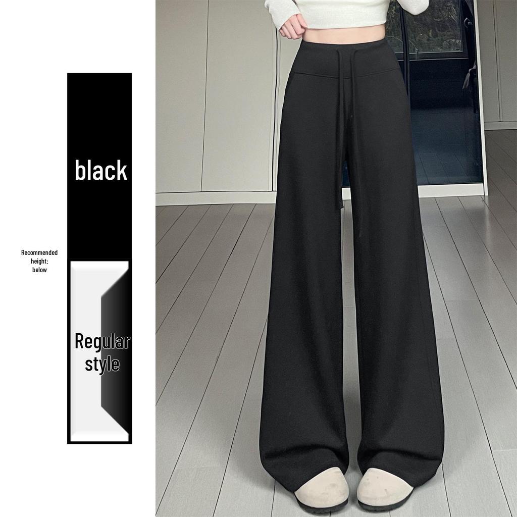 Spring 2026 Deep Gray Plus Size High-Waisted Wide-Leg Pants for Women
