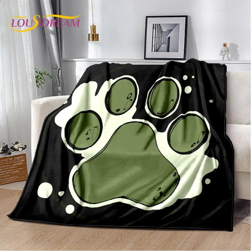 Pets Footprint Sole Series 3D Soft Plush Blanket, cobertor de flanela para sala de estar, quarto, cama, sofá, piquenique, capa para crianças