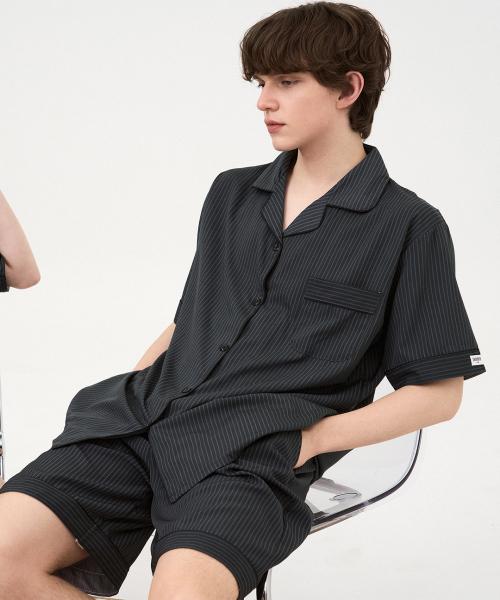 [Dossy] Silk-Fit Modern Short Sleeve Shorts Pajama Set + Waffle Room Shoes [Shipped from Korea] 100% Authentic