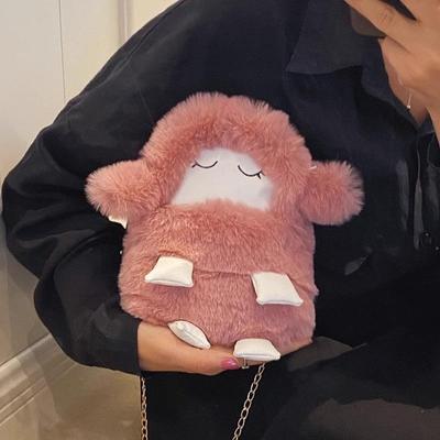 1 Pcs Cute Lamb Bag Furry Bag Zero Wallet 2024 New Autumn and Winter Cute Plush Toy Backpack Chain Crossbody Bag