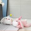 Birthday Hat Cute Prone Posture Rabbit Plush Doll Toy For Desktop Decoration