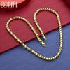 925 Sterling Silver 20-inch 4mm Square Gold Necklace Wedding Jewelry