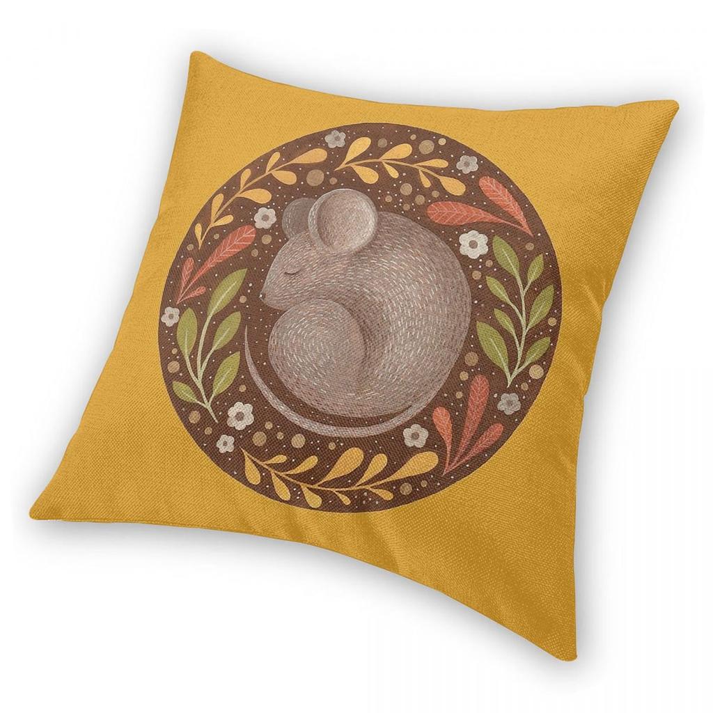 Deep Sleep Mouse Pillowcase Polyester Linen Velvet Creative Zip Decorative Throw Pillow Case Home Cushion Cover