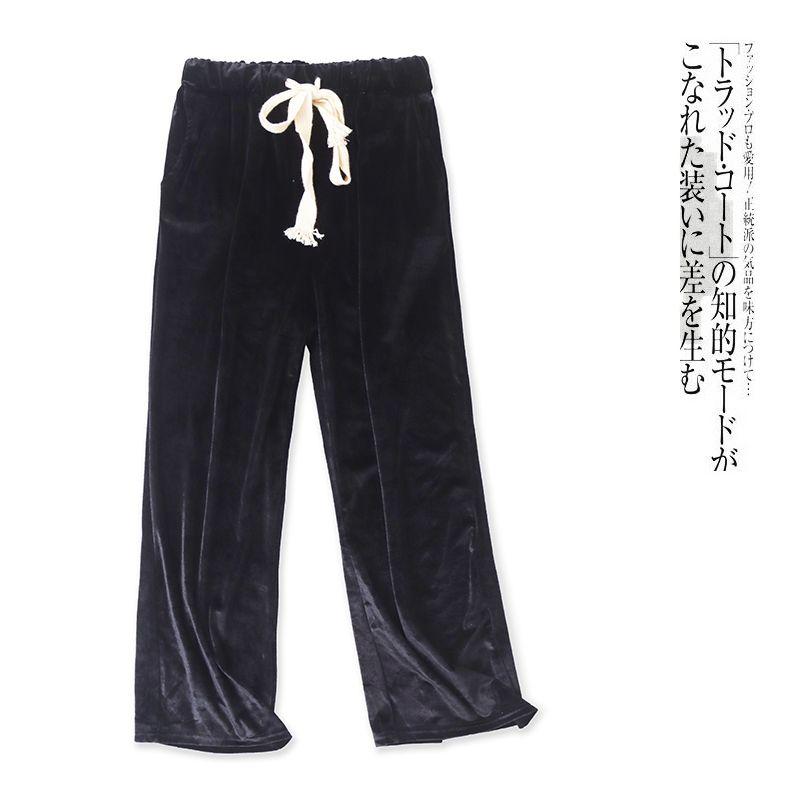 

Pleuche Wide Leg Pants Autumn New Arrival Foreign Trade Women s Clothing Fashion Elastic High Waist Pure Color Stretch Pants 29541 Black A- 3-2-4 1#