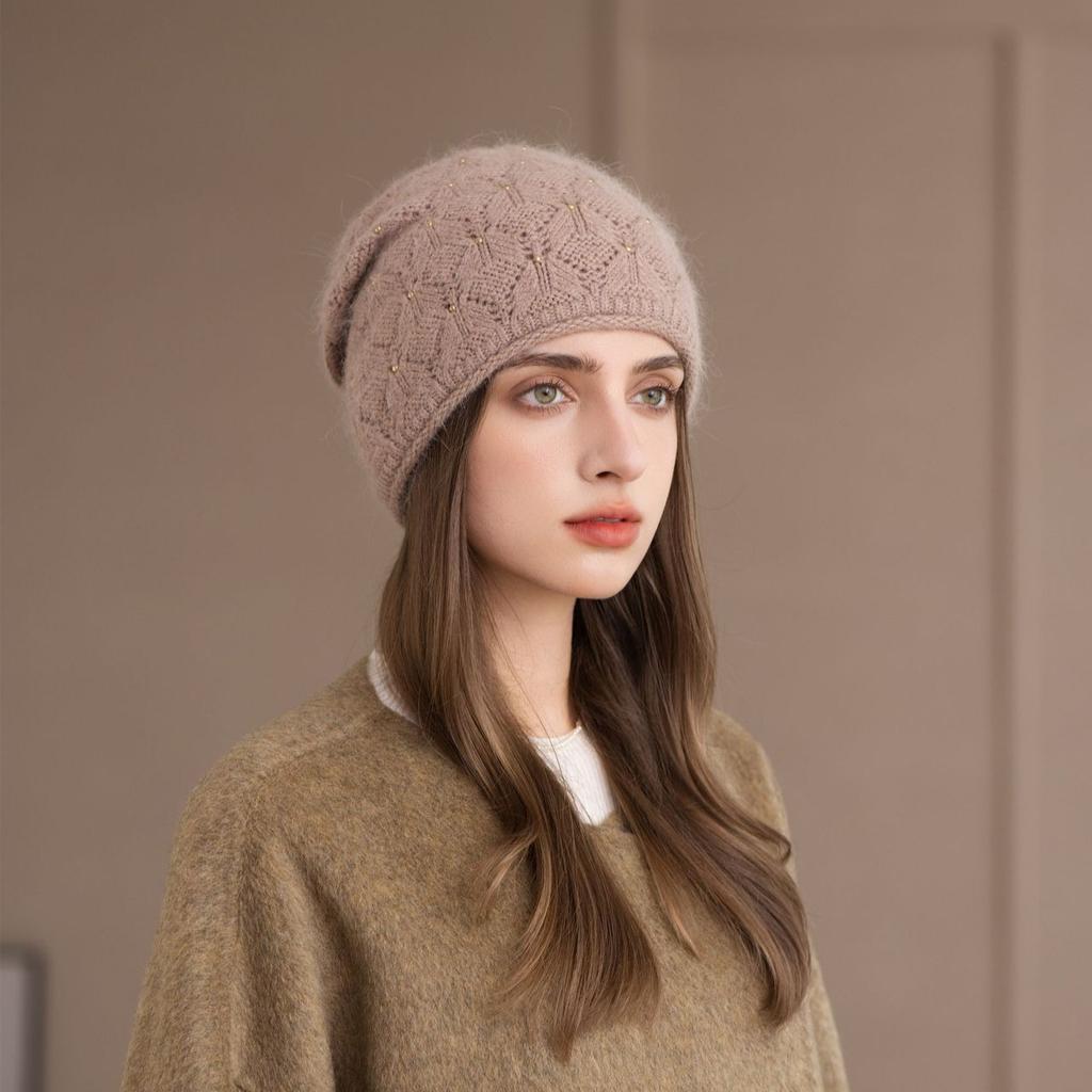 Winter Hat Women's Knitted Hat Casual Fashion Bag Head Ear Protection Hat Winter Windproof Hat