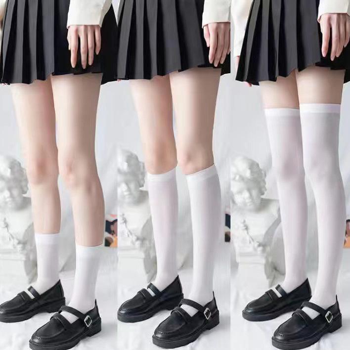 Socks Women'S Summer Thin Stockings Micro-Pressure Calf Socks Thin Leg Jk Knee Socks Black And White Stockings Zhuji Socks