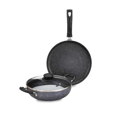 Aluminium 3 Piece Non-Stick Cookware Set|Granite Finish|Induction Base|Pfoa Free|High Temperature Resistant Exterior Coating|