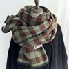 Retro Green Plaid Scarf Women's New Winter Warm Korean Style Student Shawl Dual Purpose Pink Scarf