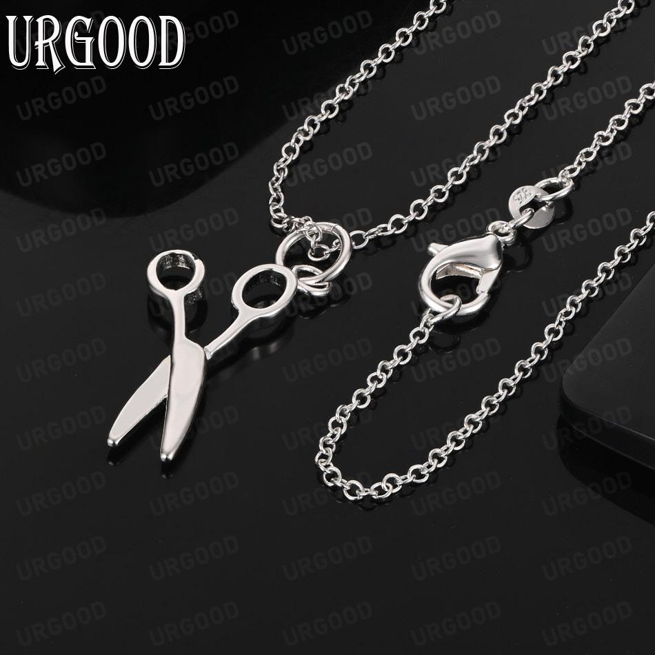 Exquisite 925 Sterling Silver Scissors Pendant Necklace - Stylish Wedding Jewelry
