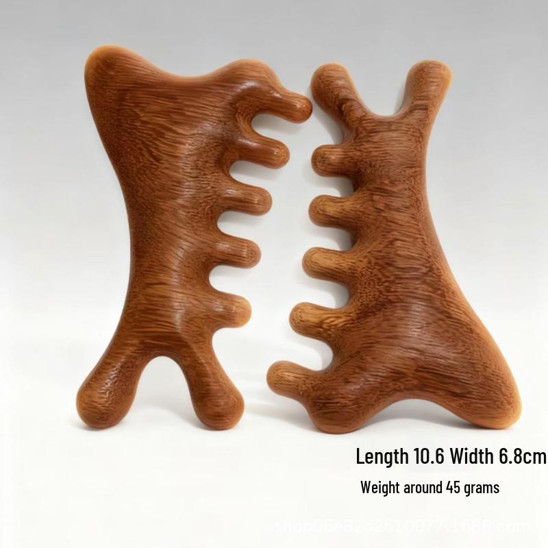 Multi-Functional Sandalwood 4-in-1 Massage Gua Sha Comb for Hair & Acupoint Therapy