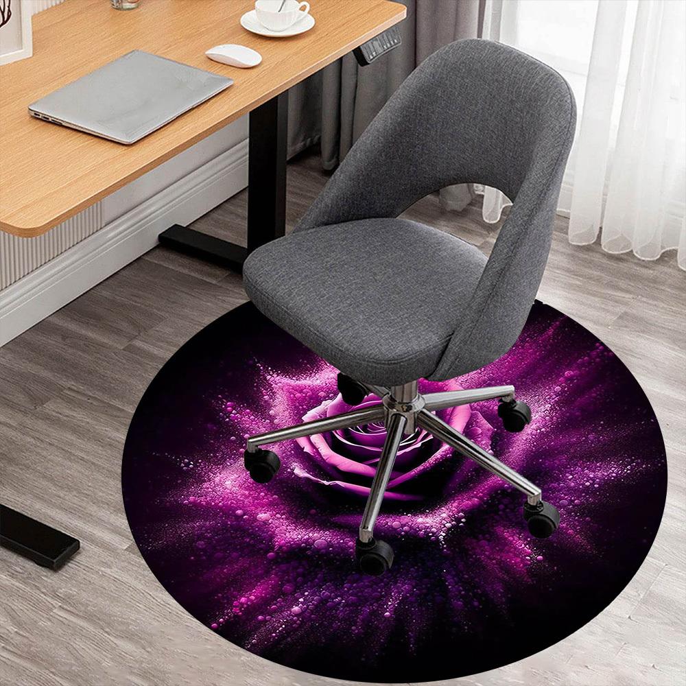 1pc Rose Purple Round Chair mat Area Rug - Non-Slip, Floor Mat for Office, Bedroom, and Indoor Decor -1002201