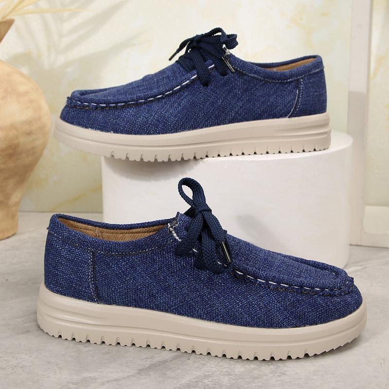 Lace-up Sneakers Women's Fall 2025 New Plus-size Platform Comfortable Canvas Shoes