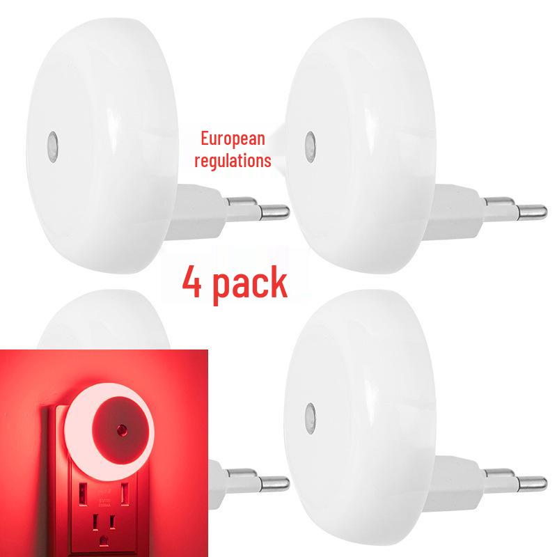 4-Pack EU Plug Light-Controlled Night Lights for Bedroom, Living Room, and Bathroom