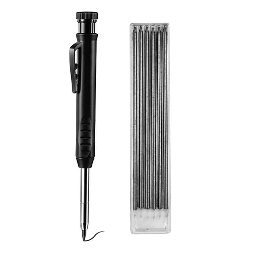 

Твердый плотничный карандаш с многоцветной заменой, столярный маркер, деревообрабатывающий карандаш, инструмент для маркировки, встроенная точилка чёрный