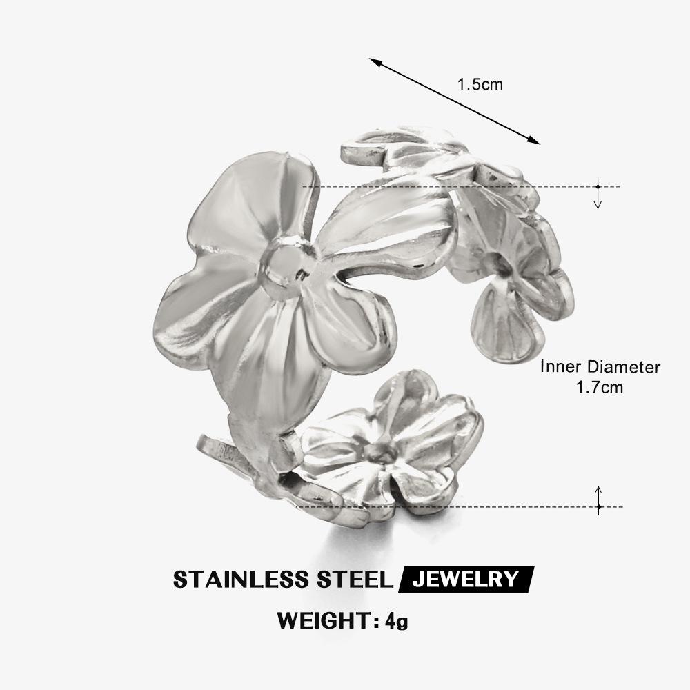 Stainless Steel Daisy Flower Rings for Women Creative Vintage Minimalist Open Rings Trendy Sweet Elegant Party Jewelry Gift