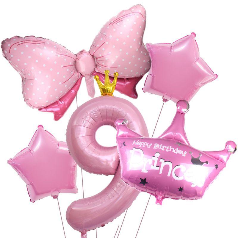 

Boys and Girls Birthday Crown Aluminum Film Digital Balloon Set, Children s First Birthday Scene Decoration and Arrangement Supplies Girl Digital 9 Set