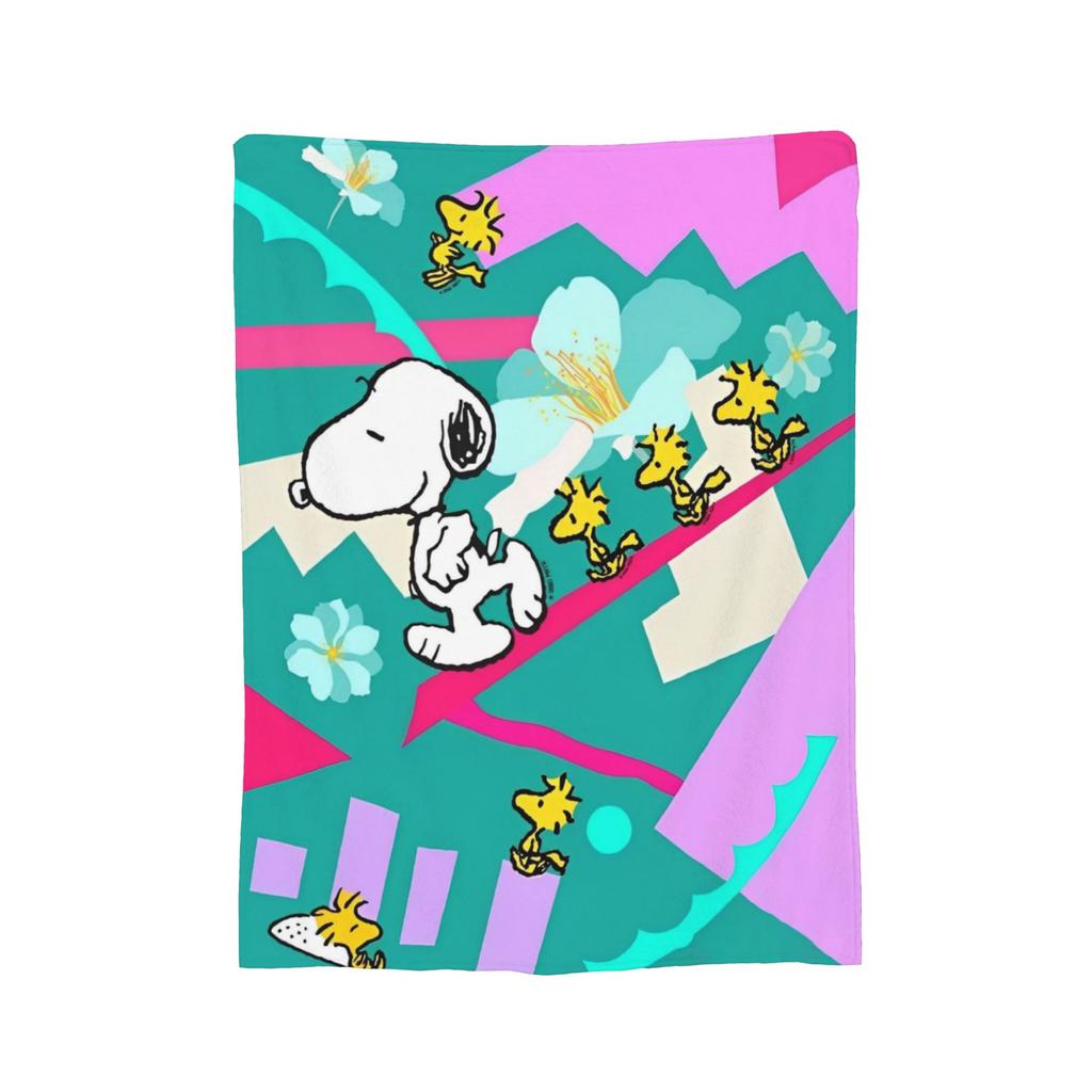 Snoopys & Woodstock Fun & Flowers Flannel Blanket Awesome Throw Blanket for Home Hotel Sofa 150*125cm Quilt,